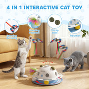 Automatic Interactive Cat Toy for Indoor Play and Exercise with Feathers and Butterfly Blue White Pawhut