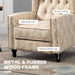 Chesterfield Style Reclining Armchair With Padded Seat For Living Room Comfort Beige