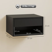 Floating Bedside Tables Set of 2 with Drawer and Shelf Space Saving Storage Black AOSOM