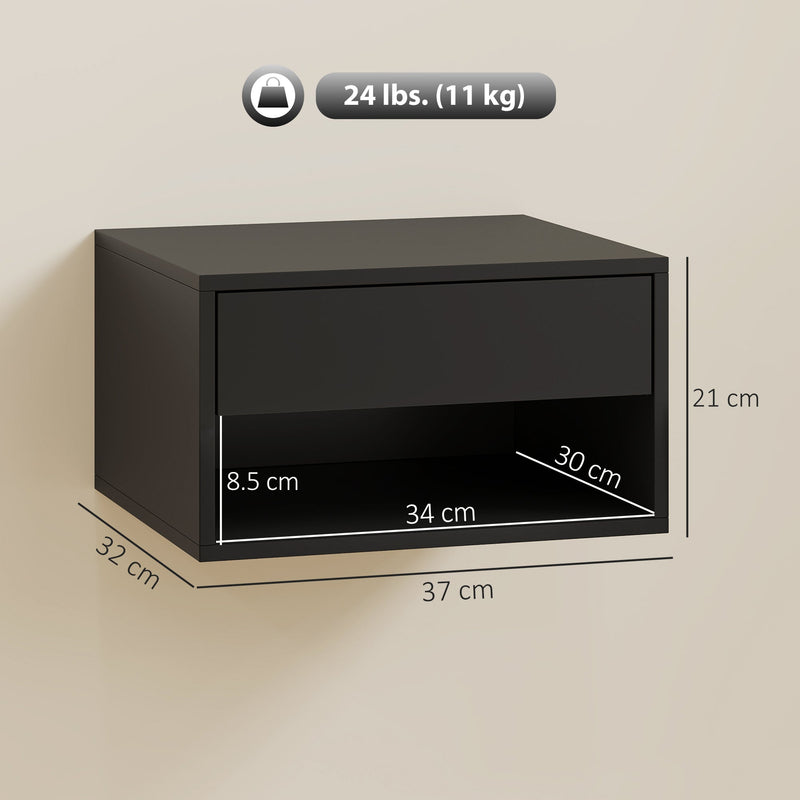 Floating Bedside Tables, Black
