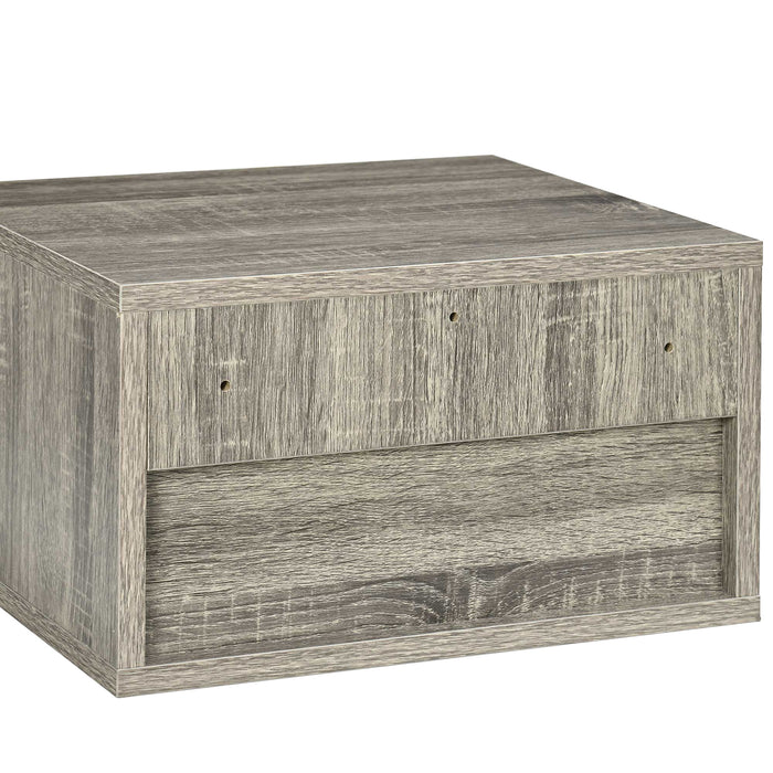 Set of Two Floating Bedside Tables with Drawer and Shelf Brown Wood Effect by HOMCOM