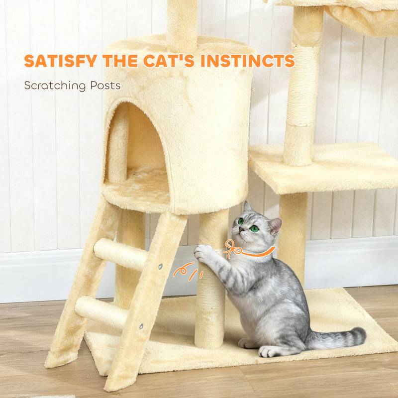 Multi Level Cat Tree With Condo And Sisal Scratching Posts For Indoor Kittens Beige AOSOM