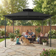 3x3m Metal Garden Gazebo with 2 Tier Canopy for All Weather Shelter and Gatherings, Black Outsunny