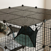 Black Steel Wire Cat Cage with Hammock and Ramps for 1-3 Cats by PawHut