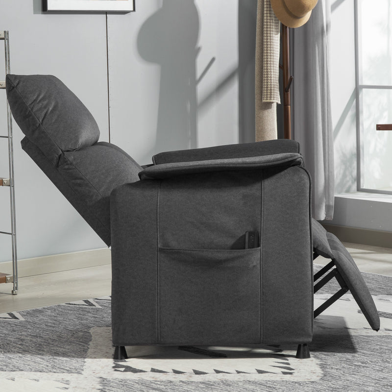 Electric Reclining Armchair for Effortless Living Room Comfort with Side Storage Black