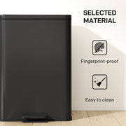 20L Pedal Kitchen Bin with Soft Close Lid and Removable Inner Bucket Matte Black AOSOM
