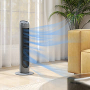 Tower Fan with Quiet Operation and Space Saving Design for Home Use Grey AOSOM