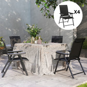 Set of Four Black Folding Outdoor Chairs Lightweight and Portable by Outsunny