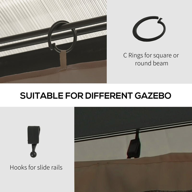Set of Four Dark Brown 3 x 4m Gazebo Replacement Walls for Outdoor Shelter by Outsunny