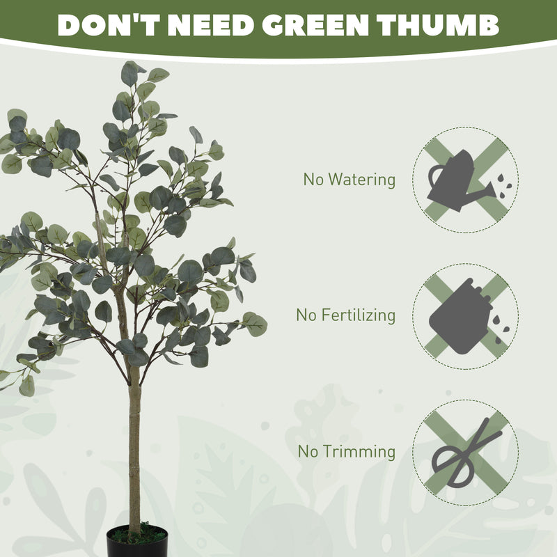 Set of 2 Artificial Eucalyptus Trees 4ft Tall with Potted Silver Leaves