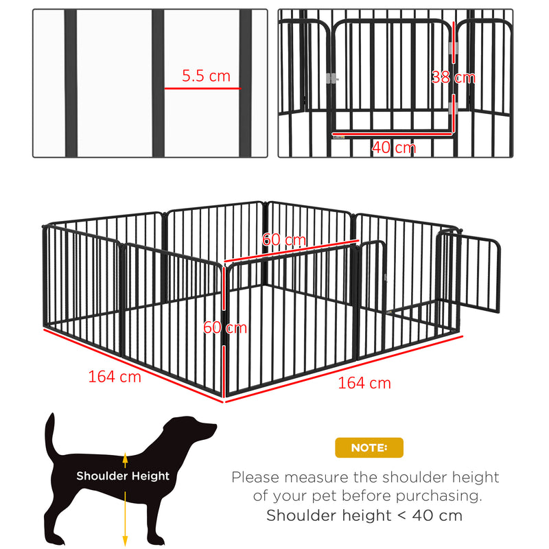 Heavy Duty 8 Panel Dog Playpen for Indoor and Outdoor Use with Secure Latch Black