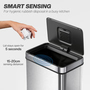 Sensor Kitchen Bin 50L with Motion Sensor for Hygienic Hands Free Waste Silver AOSOM