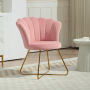 Pink Velvet Feel Lotus Petal Accent Chair With Gold Legs Elegant Design by HOMCOM