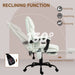 White Leather Office Chair with 6 Point Massage Adjustable Height and Footrest by Vinsetto