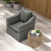 Charcoal Grey Seat and Back Cushion Set for Garden Chairs with Thick Padded Support