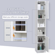Tall Freestanding Bathroom Cabinet With Mirror and Adjustable Shelves, White