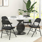 Set of Four Black Folding Chairs with Cushioned Seats and Sturdy Steel Frame