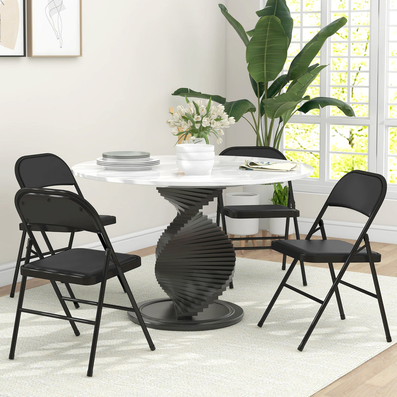 Set of Four Black Folding Chairs with Cushioned Seats and Sturdy Steel Frame