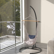 Hanging Hammock Chair Stand with Stable Round Base for Indoor and Outdoor Use Black AOSOM