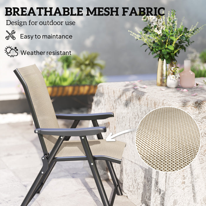 Set of Two Folding Outdoor Chairs Brown and Black Weather-Resistant by Outsunny