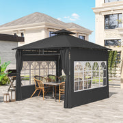 Dark Grey 3 x 3 m Garden Gazebo with Double Roof and Removable Sidewalls by Outsunny
