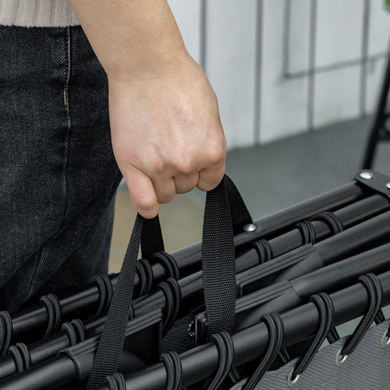 Set of 2 Grey Folding Sun Loungers with Adjustable Backrest for Garden Beach or Patio