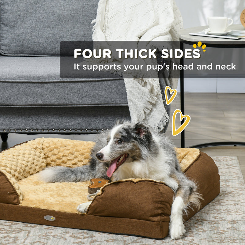 Calming Dog Bed Mattress for Medium Dogs with Removable Cover and Anti Slip Base Brown