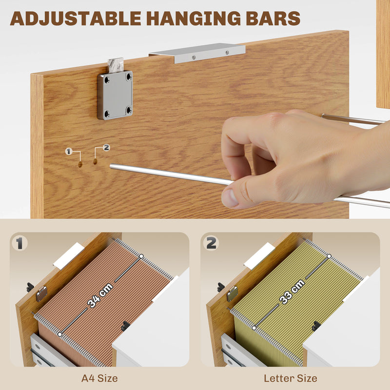 Lockable Two Drawer Office Filing Cabinet With Spacious Storage Wood Effect