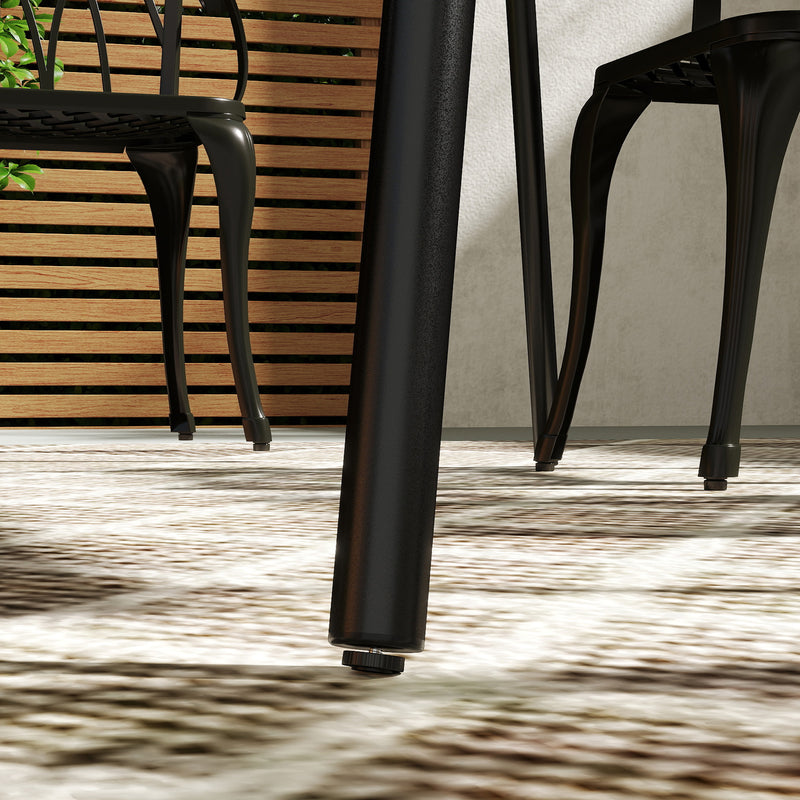 Black Steel 6 Seater Rectangular Garden Table With Slatted Top by Outsunny