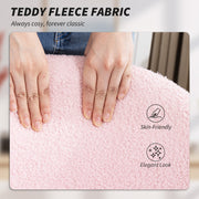 Teddy Fleece Swivel Office Chair With Wheels For Home Desk Or Study Light Pink AOSOM