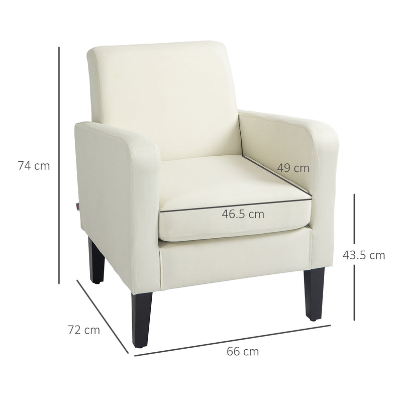 Modern Accent Chair with Solid Wood Legs Ideal for Lounge or Bedroom Use Cream White