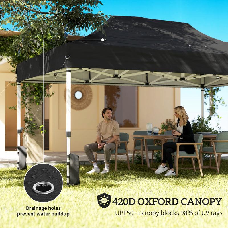 Pop Up Gazebo with Mesh Sides for Quick Garden Shelter and Sun Protection Black Outsunny