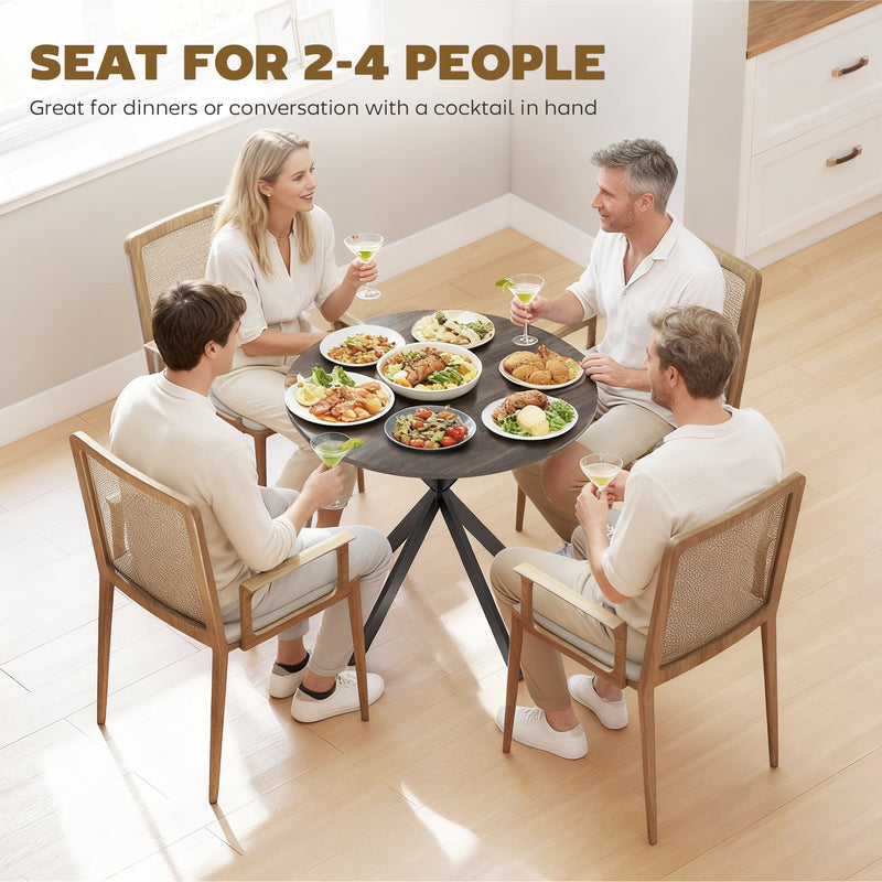 Round Dining Table with Adjustable Feet for Stable Family Meals Brown