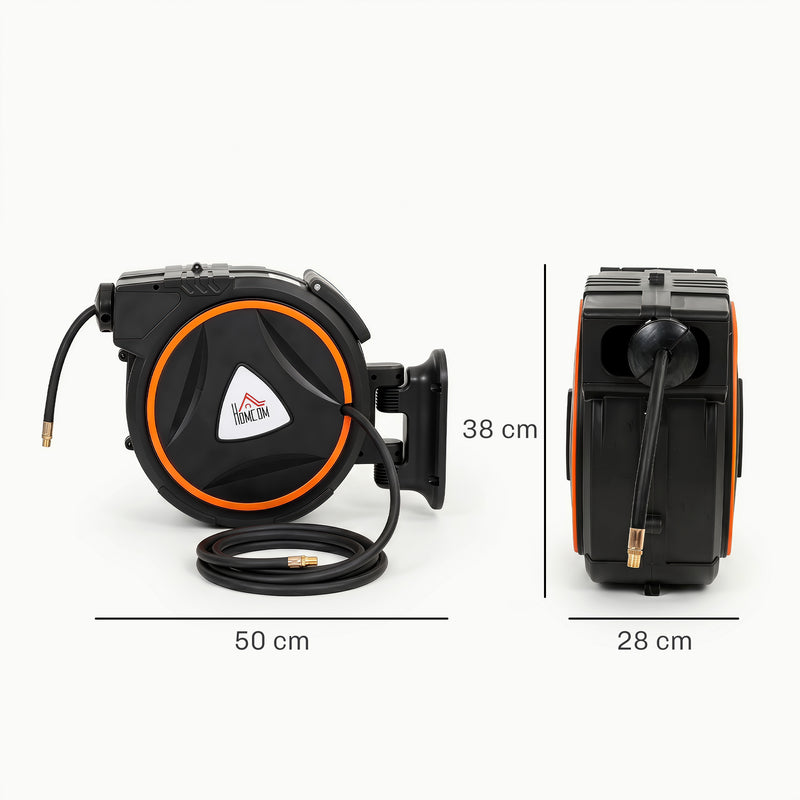 Retractable Air Hose Reel for Safe and Tidy Garage or Workshop 20m Black Orange