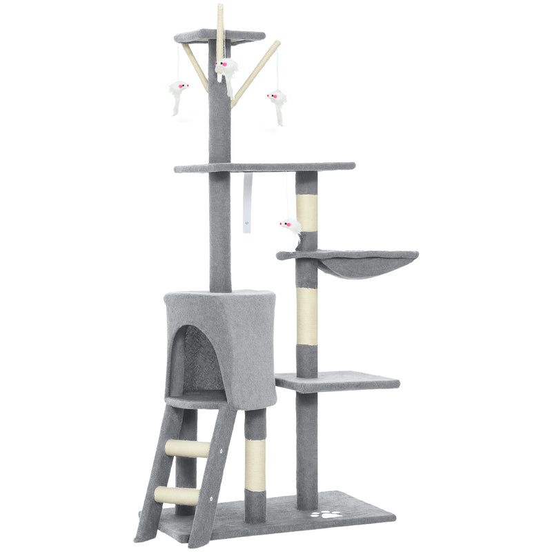 Multi Level Cat Tree With Scratching Posts And Condo For Indoor Kittens Grey AOSOM