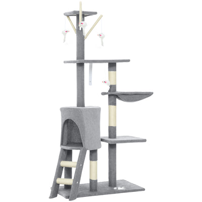 Multi Level Cat Tree With Scratching Posts And Condo For Indoor Kittens Grey AOSOM