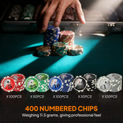 400 Piece Poker Chips Set with Mat Numbered Chips and Case for Texas Holdem Grey AOSOM