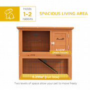 Two Tier Wooden Rabbit Hutch with Outdoor Run Ideal for Guinea Pigs and Bunnies Orange AOSOM