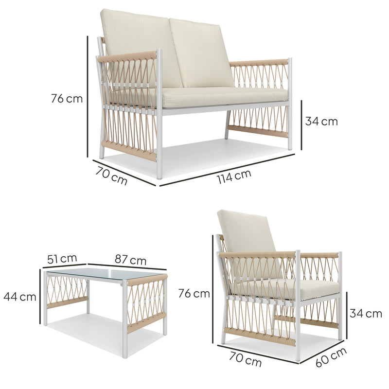 4 Seater Rattan Garden Furniture Set With Coffee Table and Cushions by Outsunny