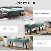 Upholstered End of Bed Bench with X Frame Steel Legs for Bedroom or Hallway, Green