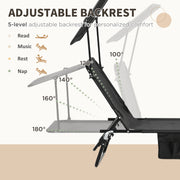 Black Folding Sun Loungers Set of 2 Adjustable Backrests and Face Canopies for Outdoor Use Black Outsunny