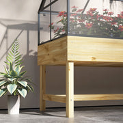 Natural Wooden Raised Garden Bed 60 x 120cm with Base for Plants and Veg by Outsunny