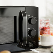 23L 800W Small Black Manual Microwave With 5 Power Levels and Defrost by HOMCOM