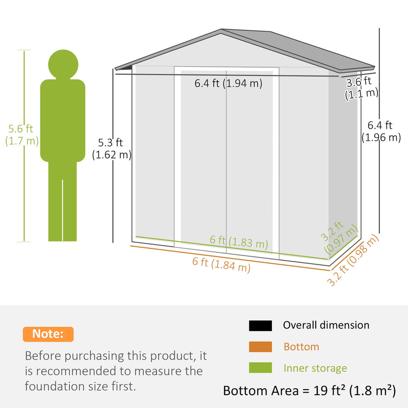 Dimension diagram: 194 cm wide, 110 cm deep, 196 cm to the ridge and 162 cm at the eaves, with a 183 x 97 cm inner area