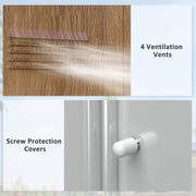 Close-up of the four wall ventilation vents and the screw protection covers on the panel fixings