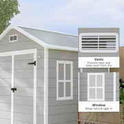 Close-up of the gable air vent set into the apex roof end of the shed