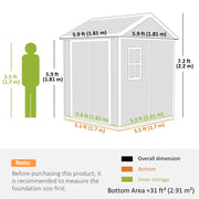 Dimension diagram of the 6x6ft shed showing a 181 x 181 cm footprint and 220 cm ridge height
