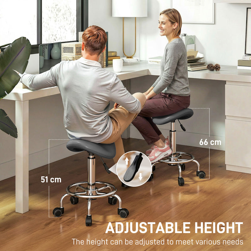 Ergonomic Saddle Chair for Healthy Posture in Home Office or Salon Grey AOSOM