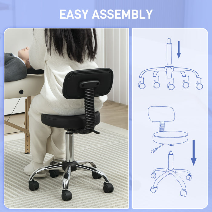 Black Swivel Salon Stool with 360° Rotating Seat and Adjustable Height by HOMCOM