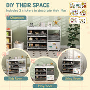 White Kids Toy Storage Unit with 11 Bins Cabinet and Shelves for Nursery or Playroom by AIYAPLAY